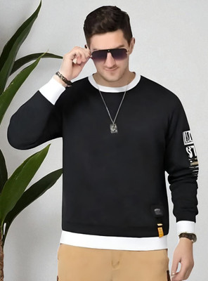TrendShaper Printed Men Round Neck Black T-Shirt