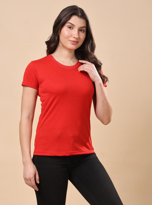 METRONAUT Printed Women Round Neck Red T-Shirt