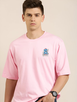 Jack Paris Printed Men Round Neck Pink T-Shirt