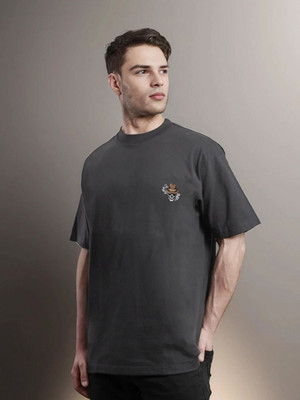 Moda Rapido Printed Men Round Neck Black T-Shirt