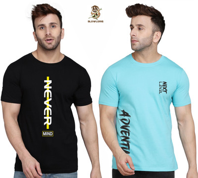 TEEFOX Printed Men Round Neck Green, Black T-Shirt