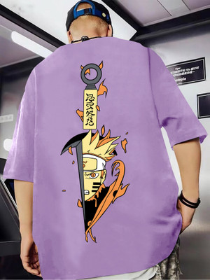 Jump Cuts Printed Men Round Neck Purple T-Shirt