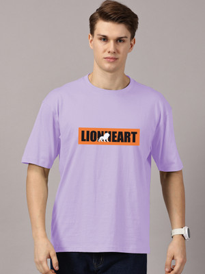 Leon Printed Men Round Neck Purple T-Shirt