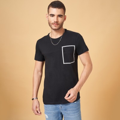 SF Jeans by Pantaloons Printed Men Crew Neck Black T-Shirt