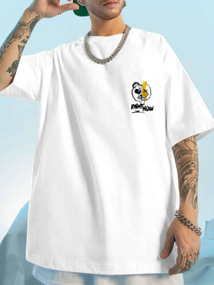 TEEMEX Printed Men Round Neck White T-Shirt