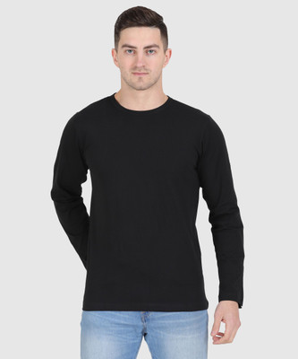 Styvibe Solid Men Round Neck Black T-Shirt