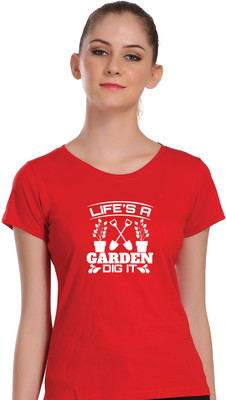 APEX Printed, Typography Women Round Neck Red T-Shirt