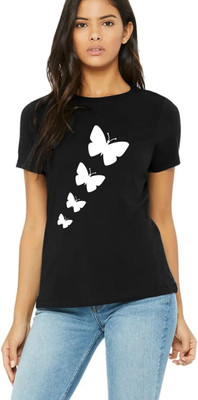 Nilan Tees Wear Printed Women Round Neck Black T-Shirt