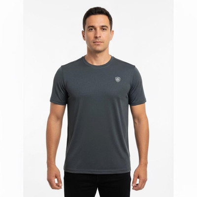 Gur Style Solid Men Crew Neck Grey T-Shirt