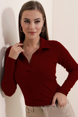 Maheshvi Casual Solid Women Maroon Top