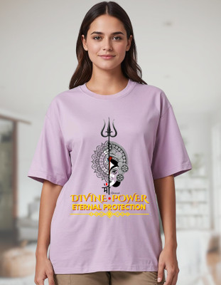 Riwazah Printed Women Round Neck Purple T-Shirt