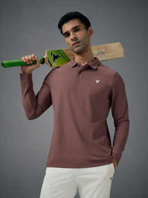 TECHNOSPORT Solid Men Polo Neck Red T-Shirt