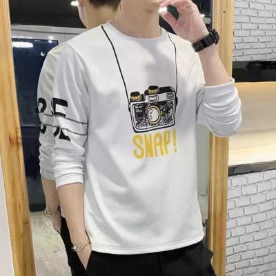 IESHNE LIFESTYLE Printed Men Round Neck White T-Shirt