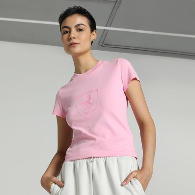 PUMA Printed, Typography Women Round Neck Pink T-Shirt