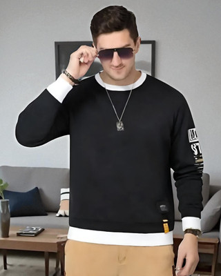 Autna Printed Men Round Neck Black T-Shirt