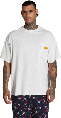 PUMA Solid Men Round Neck White T-Shirt