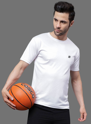 Menino Solid Men Round Neck White T-Shirt