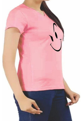 SAHAL Printed Women Round Neck Multicolor T-Shirt