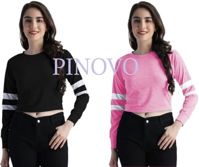 PINOVO Solid Women Round Neck Multicolor T-Shirt