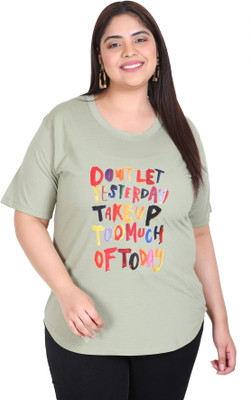 IN Love Printed Women Round Neck Green T-Shirt