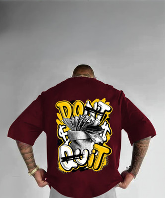 LGR FASHION Printed Men Round Neck Maroon T-Shirt