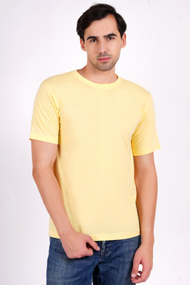 Fusiontees Solid Men Round Neck Black T-Shirt