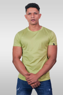 Lynx Solid Men Round Neck Green T-Shirt
