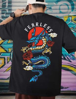 Manlino Printed Men Round Neck Black T-Shirt