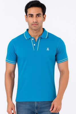 Jacob Louis Solid Men Polo Neck Light Blue T-Shirt