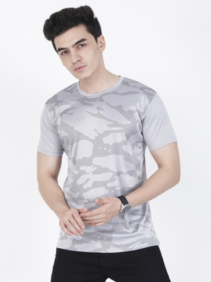 Cruister Self Design Men Round Neck Grey T-Shirt