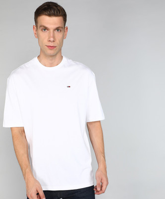 TOMMY HILFIGER Solid Men Round Neck White T-Shirt