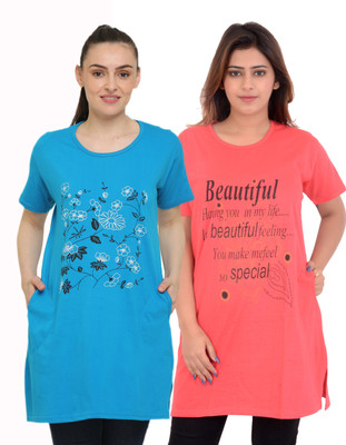 HouseOfCommon Printed Women Round Neck Multicolor T-Shirt