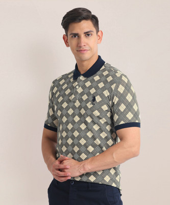 U.S. POLO ASSN. Printed Men Polo Neck Beige T-Shirt