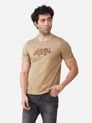 WEAR YOUR MIND Graphic Print Men Round Neck Brown T-Shirt