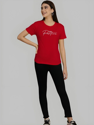 SZN Graphic Print Women Round Neck Red T-Shirt