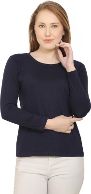 Neu Look Solid Women Round Neck Dark Blue T-Shirt