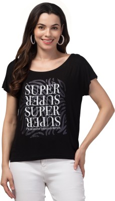 Enterprises Himani Printed Women Round Neck Black T-Shirt