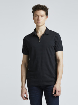 Pepe Jeans Solid Men Polo Neck Black T-Shirt