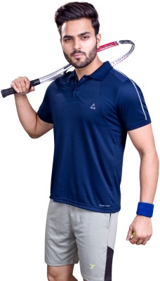 GAMEPOINT Solid Men Polo Neck Blue T-Shirt