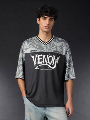 The Souled Store Typography Men V Neck Black T-Shirt