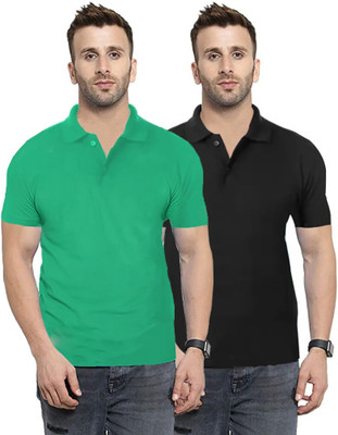 Adimani Solid Men Polo Neck Multicolor T-Shirt