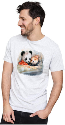 Trendy Samples Printed Men Round Neck White T-Shirt