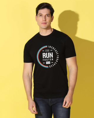 WOOSTRO Graphic Print Men Round Neck Black T-Shirt