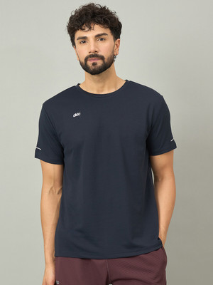 DIDA Solid Men Round Neck Dark Blue T-Shirt