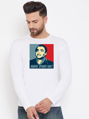 LV CARE Printed Men Round Neck White T-Shirt