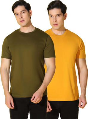 WOOSTRO Solid Men Round Neck Multicolor T-Shirt