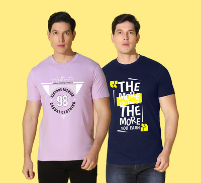 WOOSTRO Printed Men Round Neck Multicolor T-Shirt