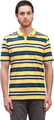 COLORPLUS Striped Men Polo Neck Yellow T-Shirt