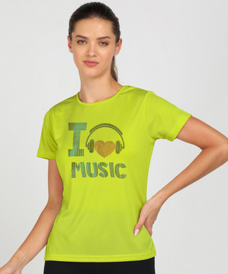 SHASHVI Typography Women Round Neck Light Green T-Shirt