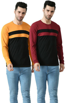 Dam Colorblock Men Round Neck Multicolor T-Shirt